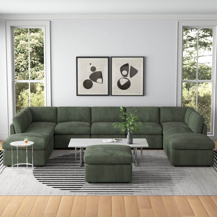 Arfsten 10 - Piece Corduroy Sectional (Corner Chair Only)