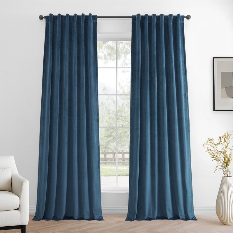 Winnette Simply Velvet Room Darkening Curtains 2 Panels Set - Velvet Window Curtains. 50”x 84