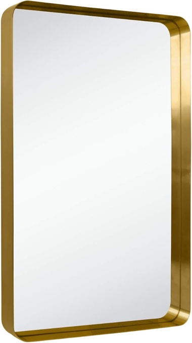 TEHOME 20x30 Brushed Gold Metal Framed Bathroom Mirror for Wall in Stainless Steel Rounded Rectangular Bathroom Vanity Mirrors Wall Mounted