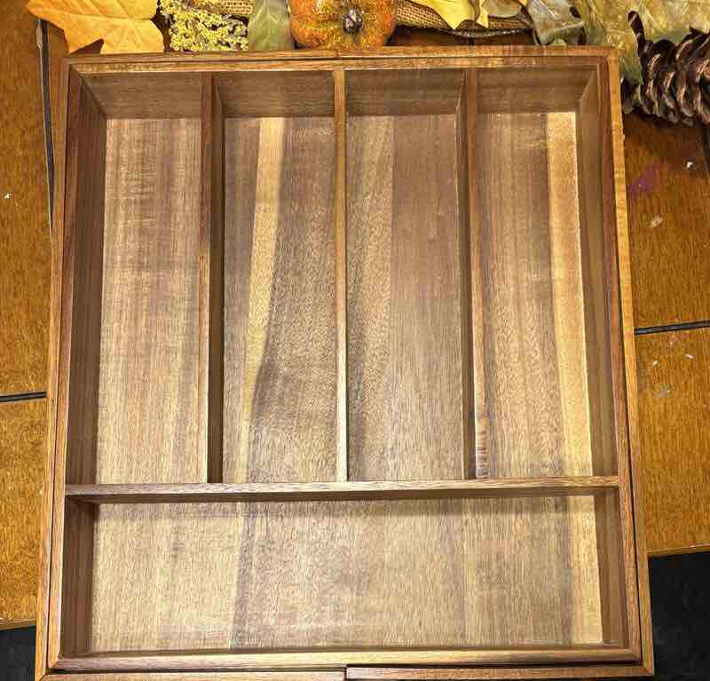 iDesign Expandable Acacia Wood Cutlery Drawer Organizer