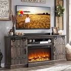 75 Inches Rustic Fireplace TV Stand For Fireplace Box 2 Of 2