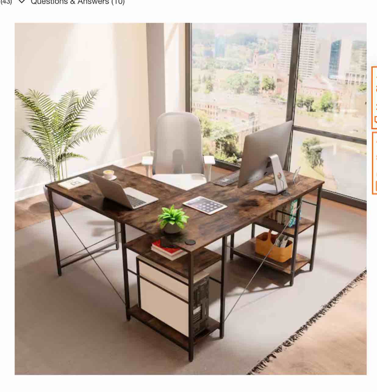 d464y-rst 55.1 in. Rustic Brown L-Shaped Computer Desk