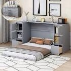 INCOMPLETE ** missing box 2*Murphy Bed with Drawers, Cabinets and USB Ports