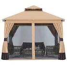 Incomplete * missing boxes *MASTERCANOPY 10x10FT Outdoor Patio Gazebo with Double Roofs, Mosquito Netting and Privacy Screens for Backyard, Garden, Lawn, Beige