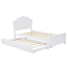  similar to stock photo *Twin Size Wood Platform Bed with Headboard and Twin Size Trundle, White