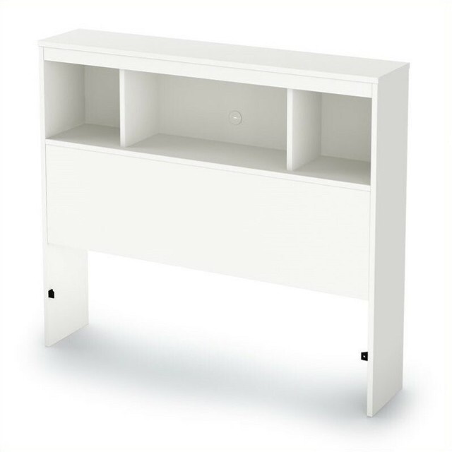 Incomplete * missing parts *South Shore Furniture Headboard. Spectra Pure White Twin Bookcase Headboard