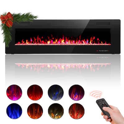 COWSAR 60-Inches W Black Wall mount Infrared quartz Wall-mount Electric Fireplace 
