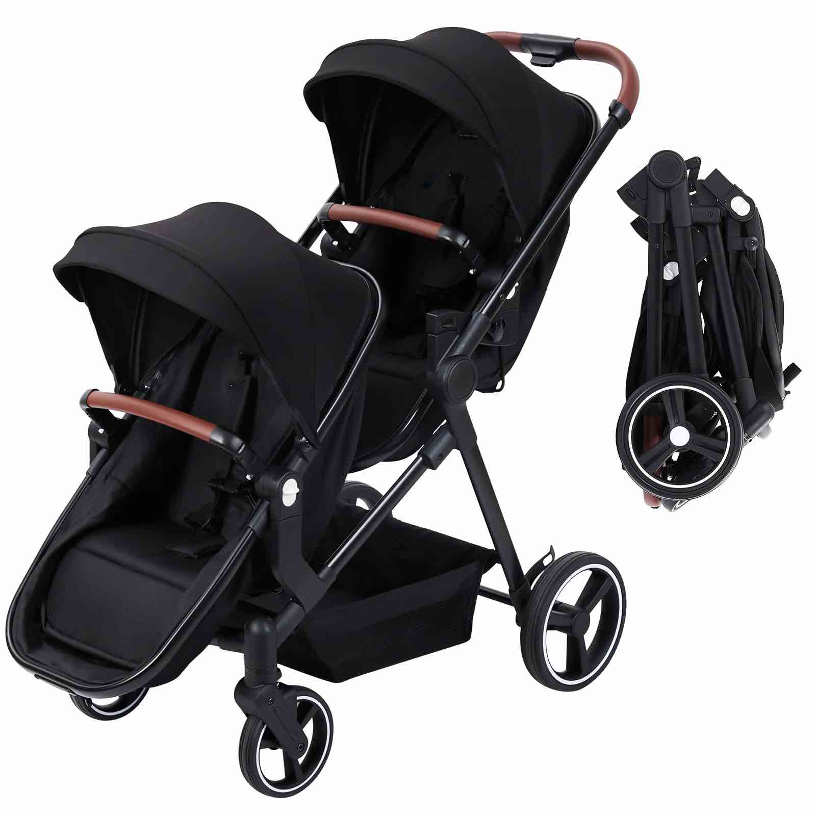 Garvee Double Stroller Track Tandem Stroller for Infant and Toddler, Foldable 