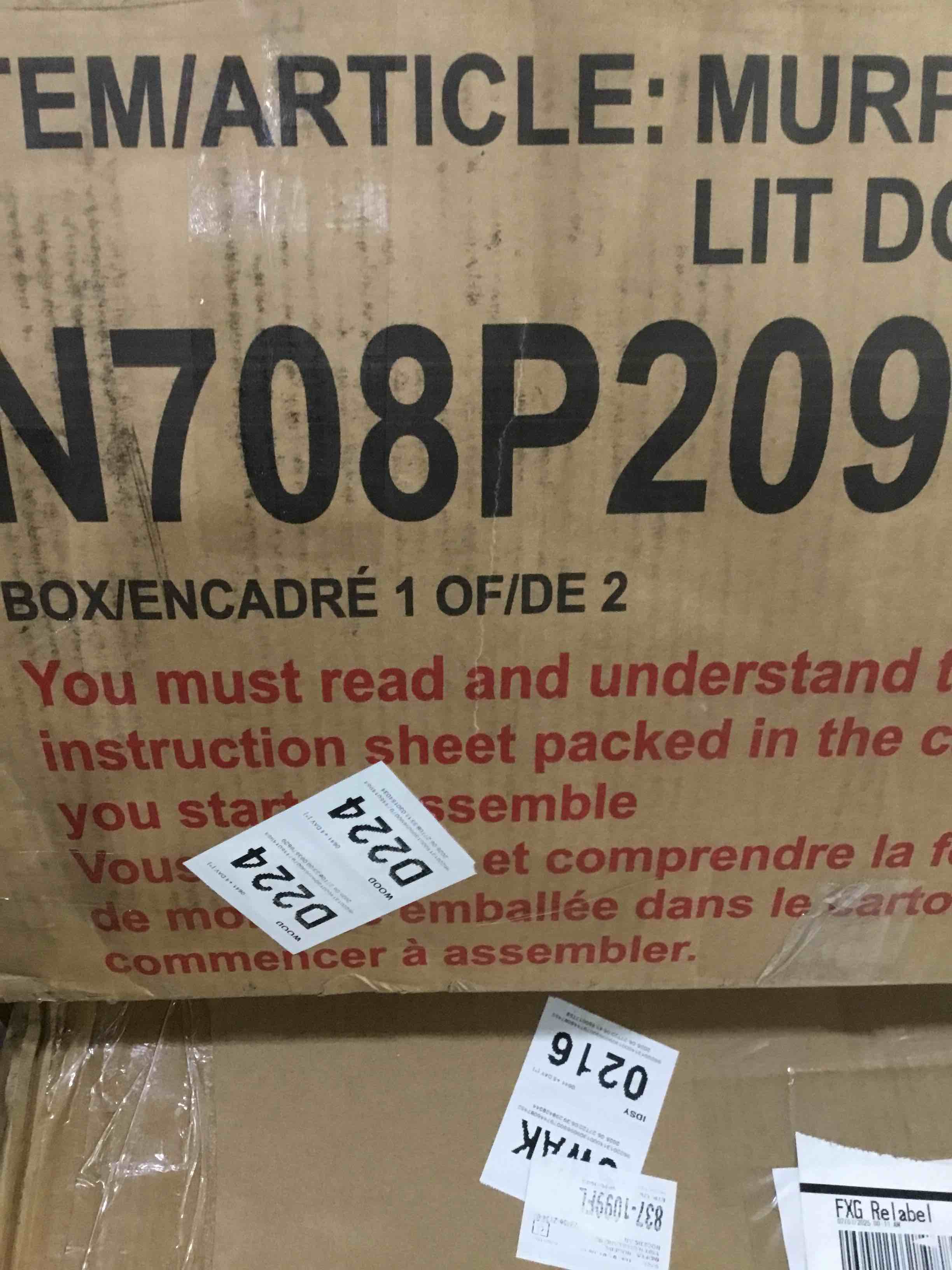 INCOMPLETE * missing box 2*Full Size Murphy Bed Solid Wood Wall Platform Bed Modern Murphy Cabinet Bed for Multipurpose Guest Room Bedroom or Home Office, Space-Saving, No Box Spring Needed,white