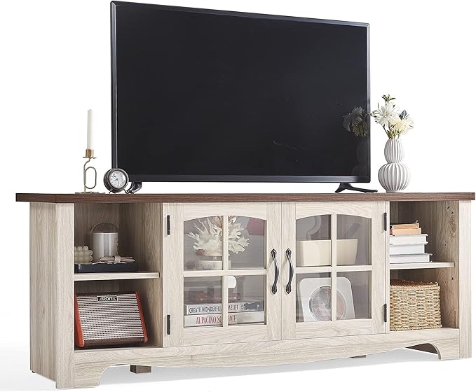  similar to stock photo *TV Stand for 65 Inch TV, Wood Entertainment Center with Glass Door Storage Cabinet 