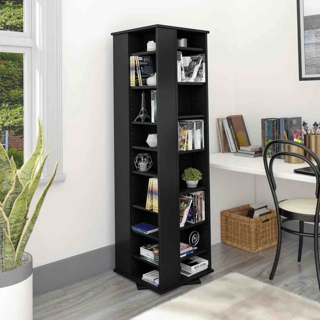 SLATE MEDIA 18.75" SPINNING TOWER MEDIA STORAGE – BLACK