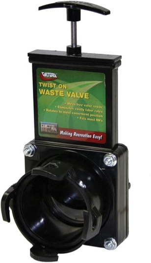 Valterra T58 Twist-On Waste Valve, Mess-Free Waste Valve for RV's, Campers, Trailers