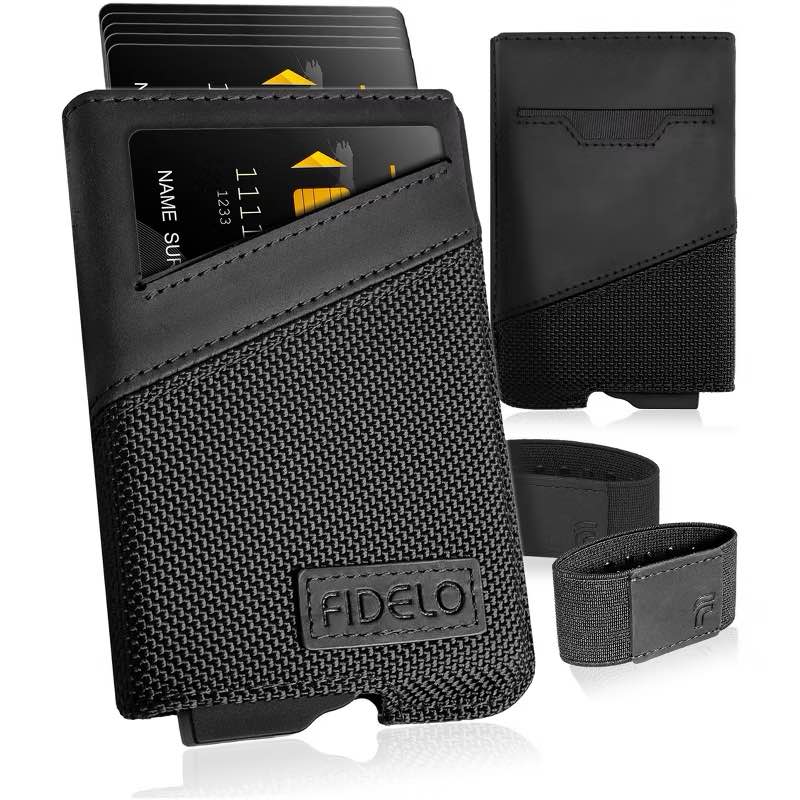 Fidelo Nylon RFID Blocking Wallet Credit Card Holder - Black
