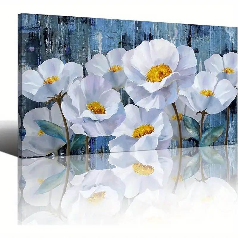 Fenyluxe White Flowers Wall Decor -20x16 in/16x12 in - Wall Art for Living Foom - Ready to Rang - Bedroom Framed Picture Artwork