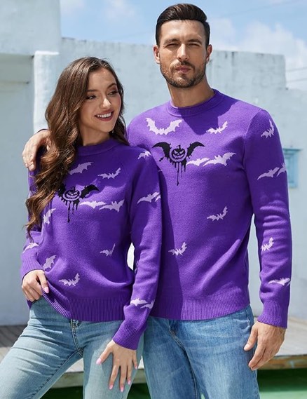 Bindefon Halloween Sweater Pullover Crewneck Ugly Christmas Sweaters Gifts for Women Men Kids size large 