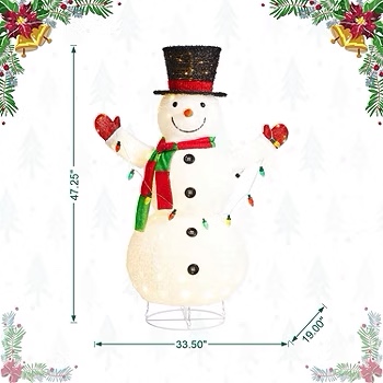 Glitzhome 47.25" Fabric Snowman Christmas Yard Art Shop all Glitzhome