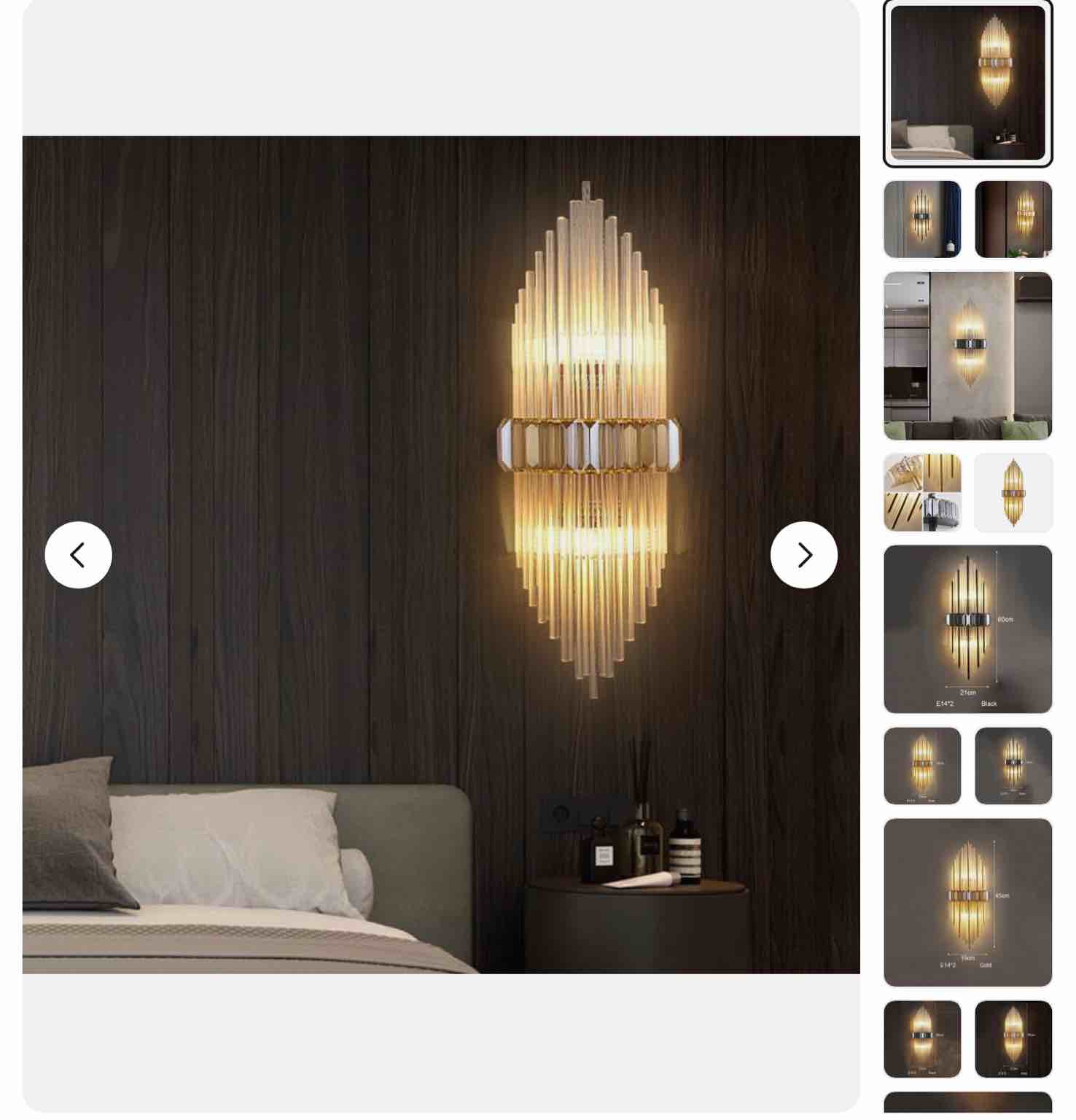 Luxury LED Light Crystal Strip Living Room Wall Lamp Bedroom Balcony Lighting the color is black