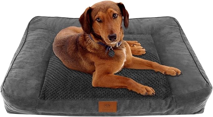 American Kennel Club AKC Memory Foam Sofa Pet Bed, Gray Popcorn Fur, small