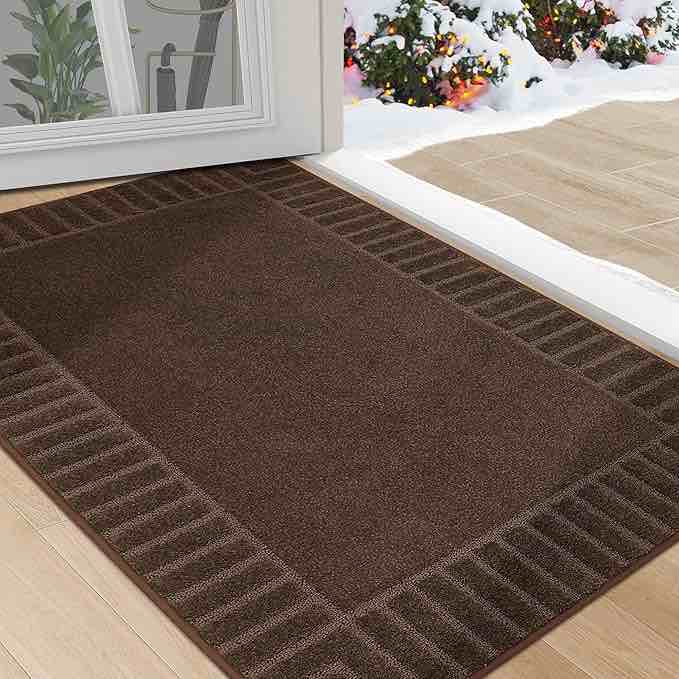 BEQHAUSE Door-Mat Non-Slip Front Doormat Low-Profile Entrance Mats for Front Door Entry Resist Dirt Washable Doormat Absorbent Entryway Door Mat,Brown,36x60