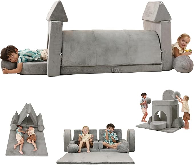 Nugget Couch Kids with Large Crawling Mat, Modular Play Couch Convertible Tunnel for Boys and Girls or Pet, Kid Sofa for Inspiring Child Versatile and Imaginative,Gift for Kids