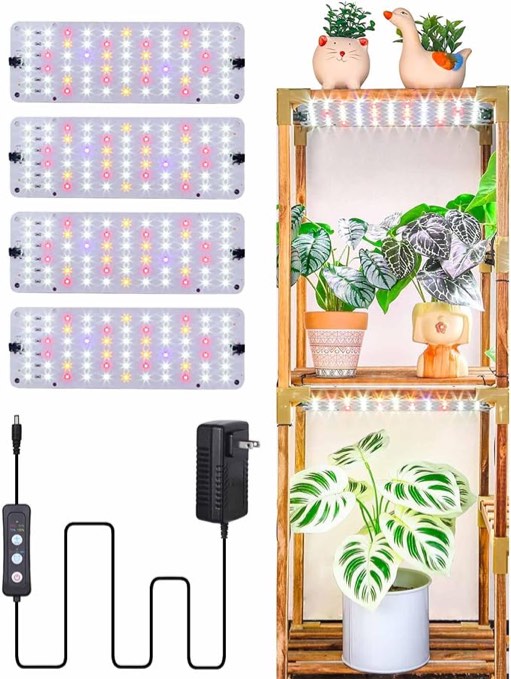 DOMMIA LED Grow Lights, 50W Dimmable Plant Lights for Indoor Plants, Linkable Full Spectrum Grow Light with 6/12/16h Timing, Ultra-Thin Plant Grow Light Panels for Gardening, Greenhouse, Houseplants