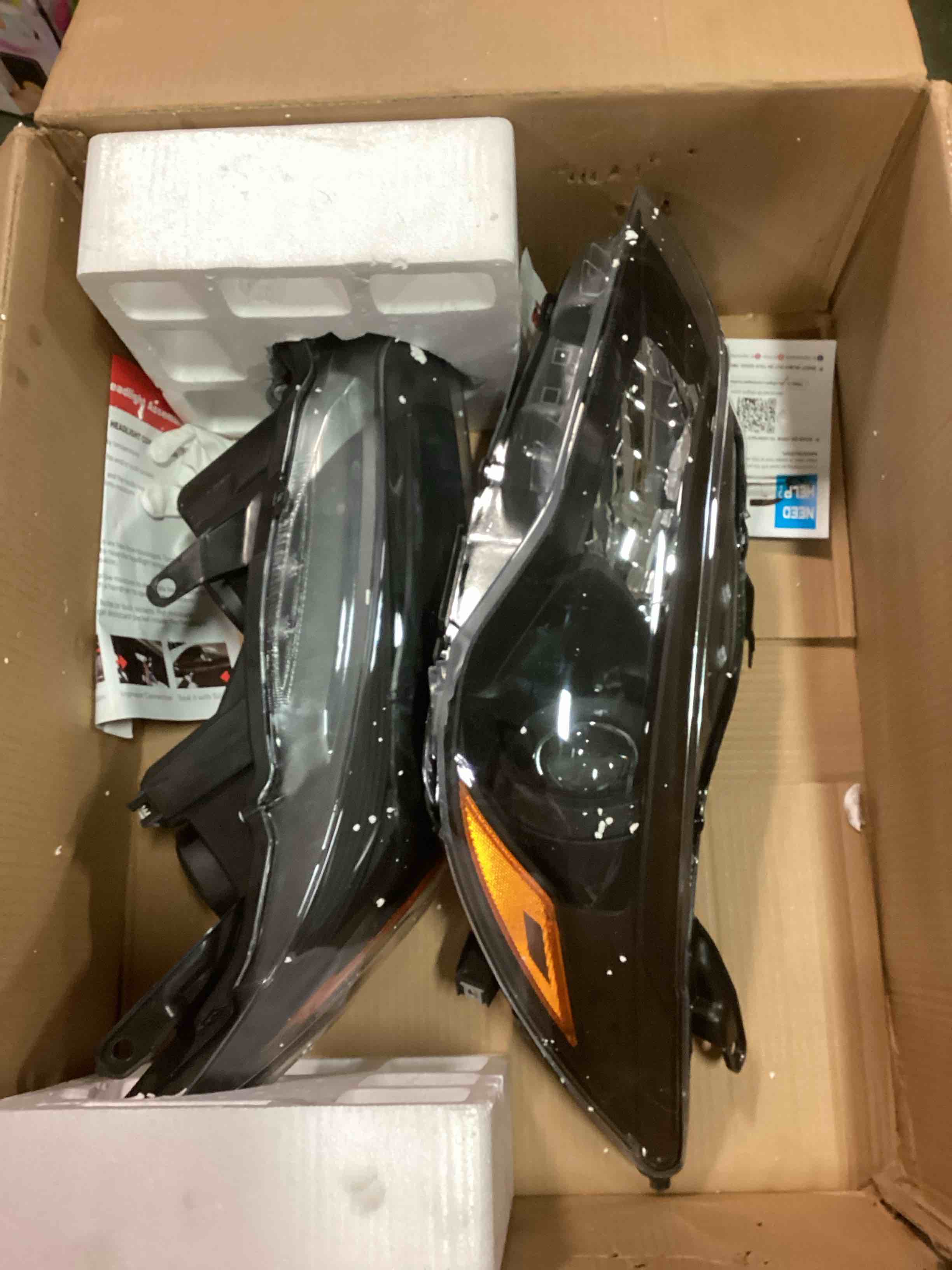 Nilight Headlight Assembly Compatible with 2015 2016 2017 LE SE XLE Toyota Camry Headlamps Replacement Black Housing Amber Reflector Clear Lens Driver and Passenger Side, 2 Years Warranty