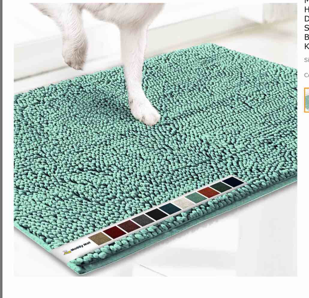 Muddy Mat AS-SEEN-ON-TV Highly Absorbent Microfiber Door Mat and Pet Rug, Non Slip Thick Washable Area and Bath Mat Soft Chenille for Kitchen Bathroom Bedroom Indoor and Outdoor - Blue Large 35"X24"