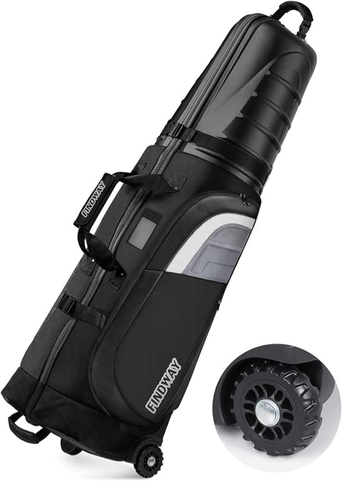 findway Golf Travel Bags for Airlines with Wheels and ABS Hard Case Top, Protect Your Clubs, Waterproof 1680D Oxford Fabric and Oversize Tank Wheels, Lightweight and Easy to Maneuver color is blue