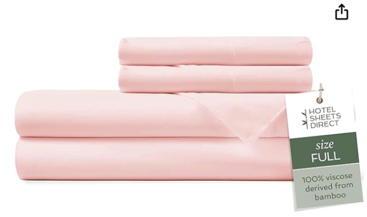 Hotel Sheets Direct Sheets - Full Size Sheet and Pillowcase Set - Cooling, 4-Piece Bedding Sets - Rose Pink
