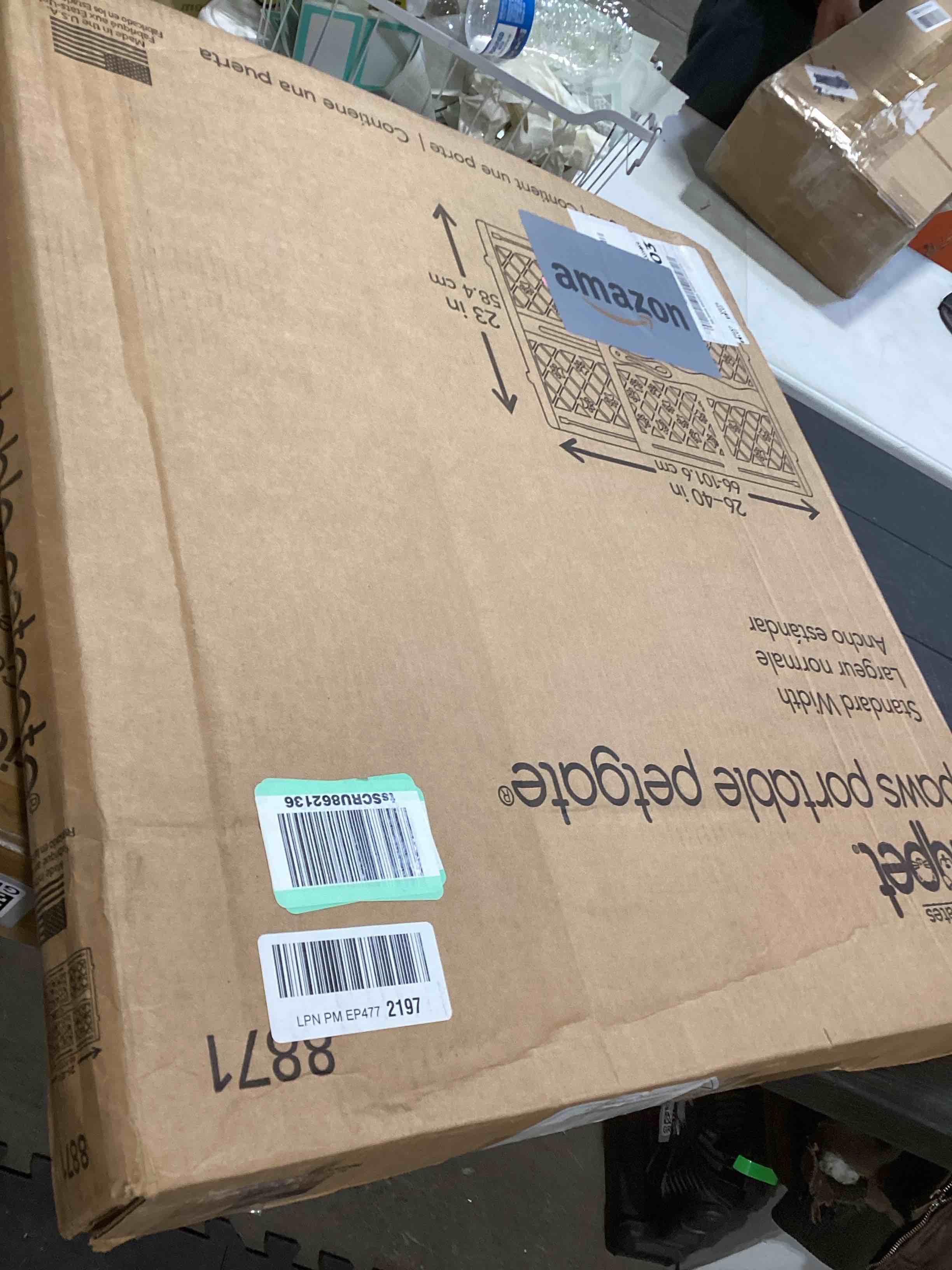 Condition photo showing Good Condition for MYPET North States Paws Portable Pet Gate: 26-40" Wide. Pressure Mount. No tools needed. Made in USA. Dog Gate 23" Tall, Expandable, Durable Dog Gates for Doorways, Light Gray