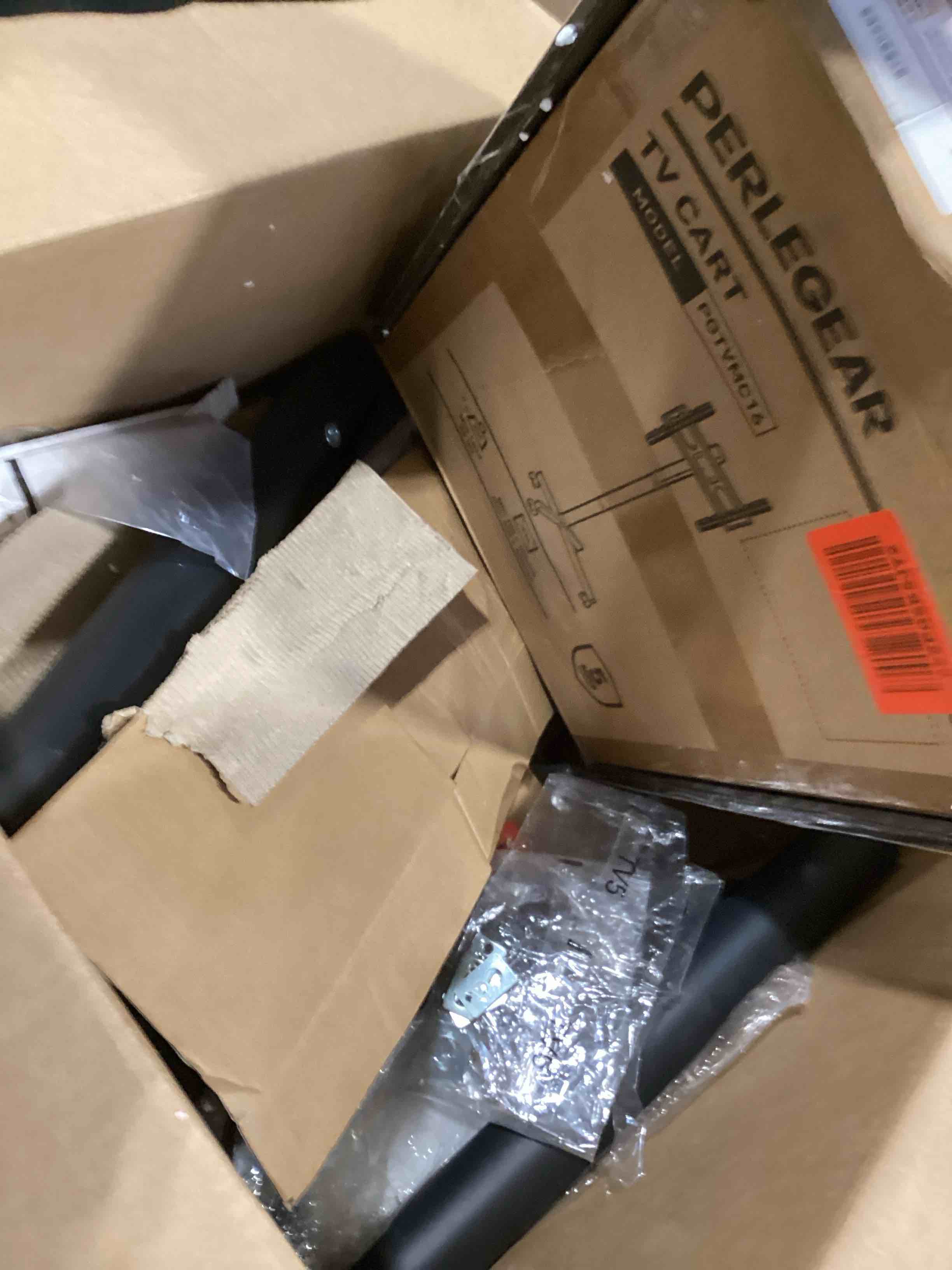 Condition photo showing As Is for Perlegear Rolling TV Stand for 23-60 Inch LCD LED OLED 4K Smart TVs Holds up to 88lbs, Mobile TV Stand with Height Adjustable, Tilting TV Cart with Locking Wheels Max VESA 400x400mm, PGTVMC16