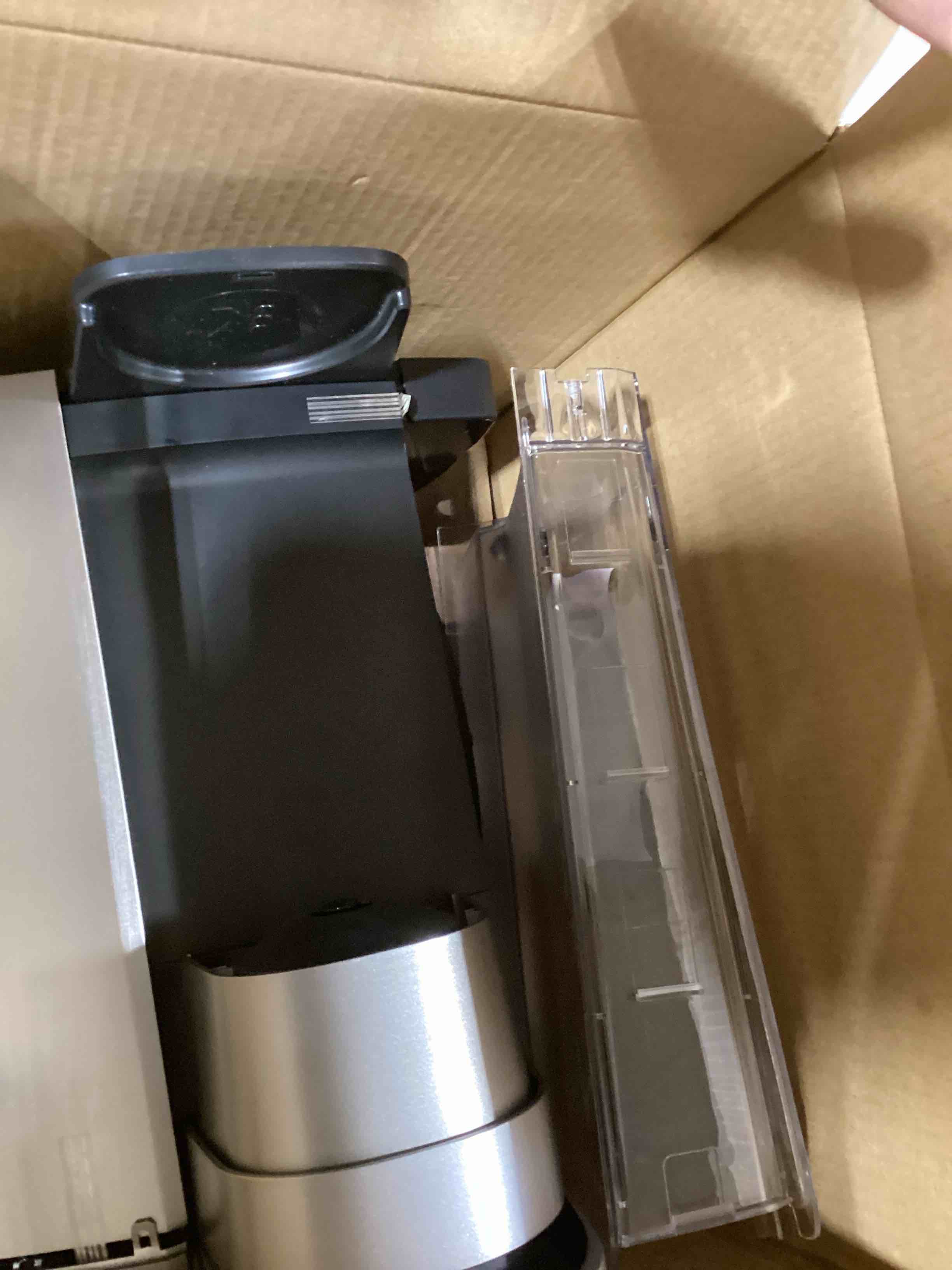Condition photo showing As Is for Keurig K-Elite Single Serve K-Cup Pod Coffee Maker, with Strength and Temperature Control, Iced Coffee Capability, 8 to 12oz Brew Size, Programmable, Brushed Silver