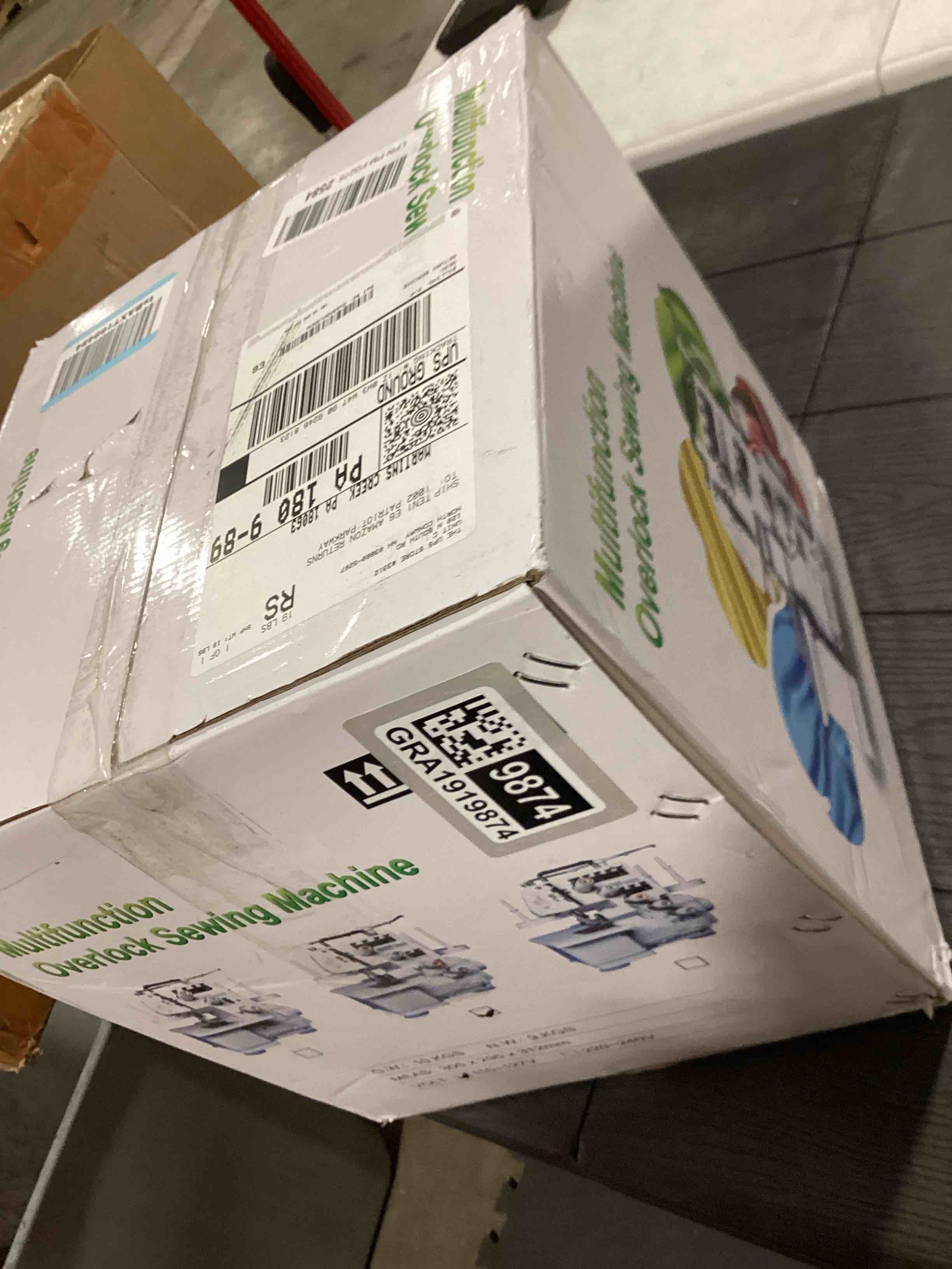 Condition photo showing As Is for Pro Serger Sewing Machine, Heavy-Duty Industrial Metal Frame Overlock Machine with 3-4 Stitch Capability, Overlocker Sewing Machine with LED Light?12 Stitch Patterns, 1,250 Stitches Per Minute, White