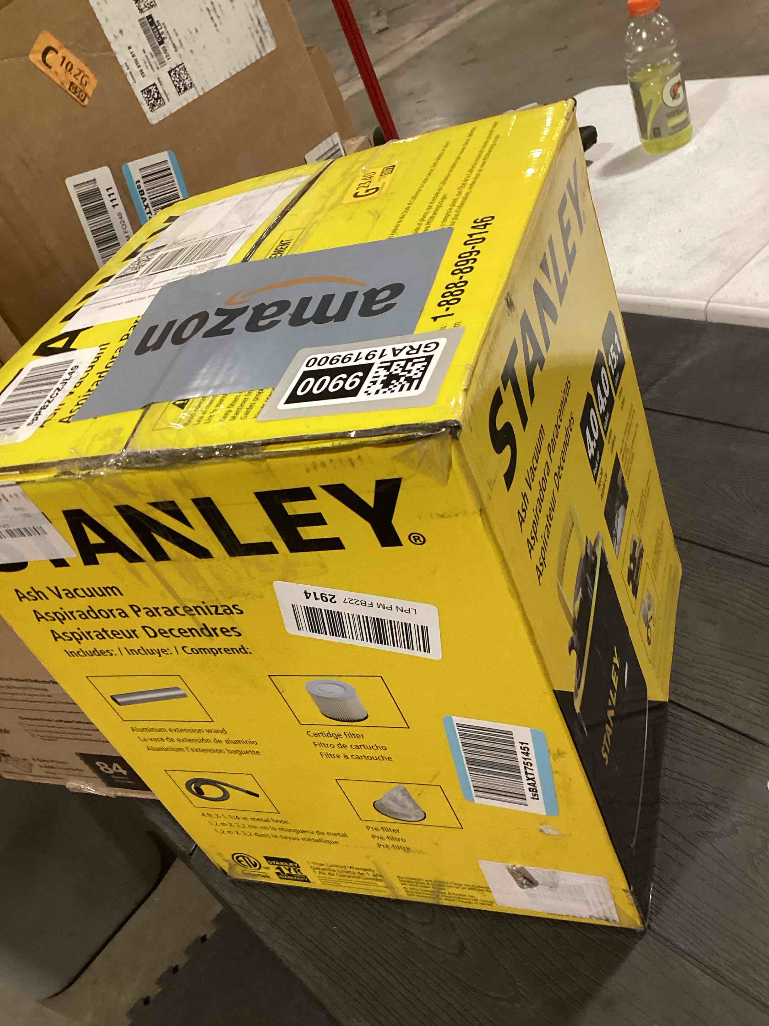 Condition photo showing As Is for STANLEY Ash Vacuum Cleaner 4 Gallon with 4 HP Powerful Motor Suction, Stainless Steel Shop Vacuum Portable Ash Canister for Pellet Grill, Wood Stoves, BBQ Grills, Fireplaces & Fire Pits