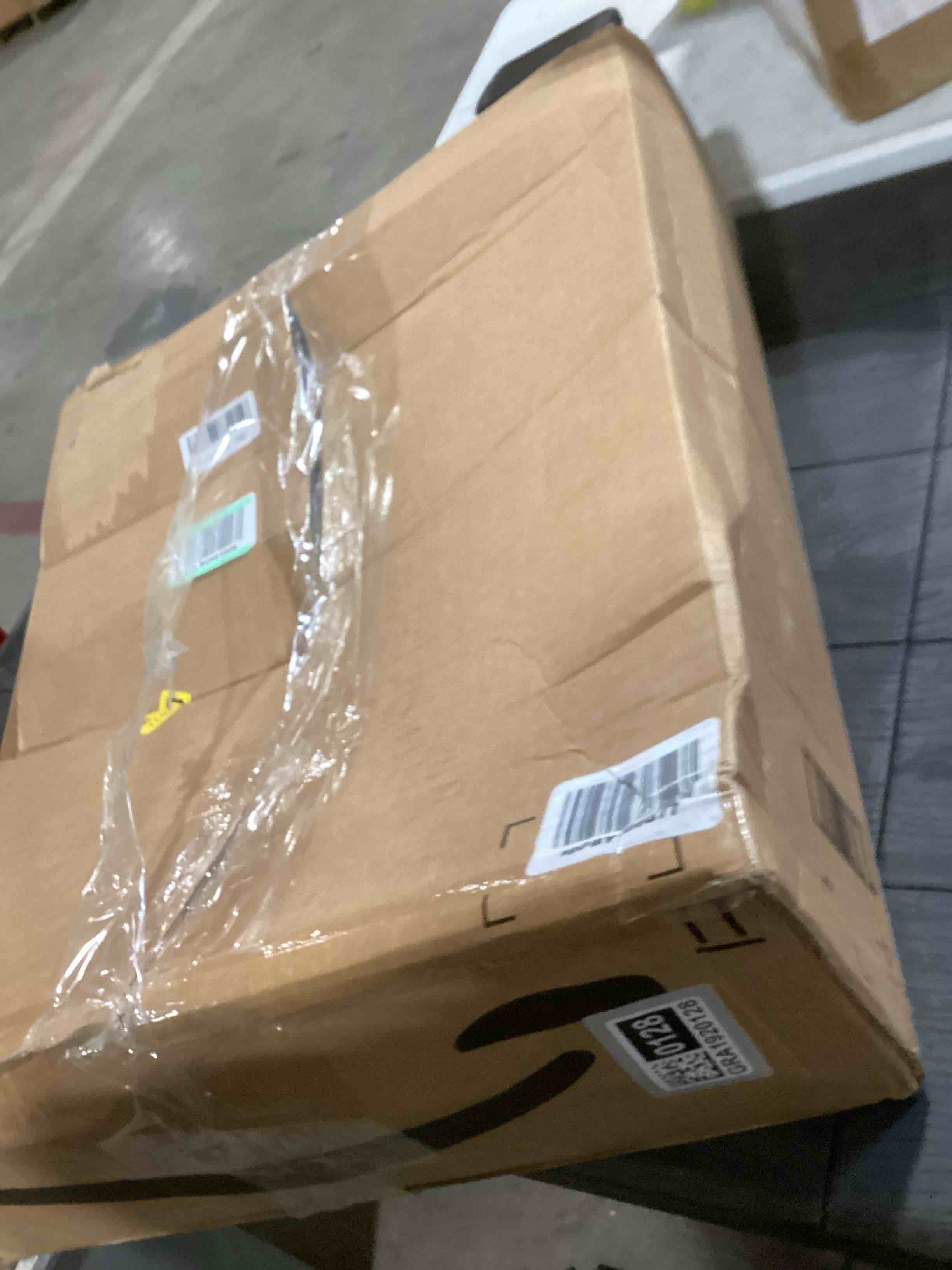 Condition photo showing As Is for Round Ottoman Tray Large Wicker Serving Tray with Handles for Coffee Table, 20 Inch Handwoven Natural Seagrass Tray