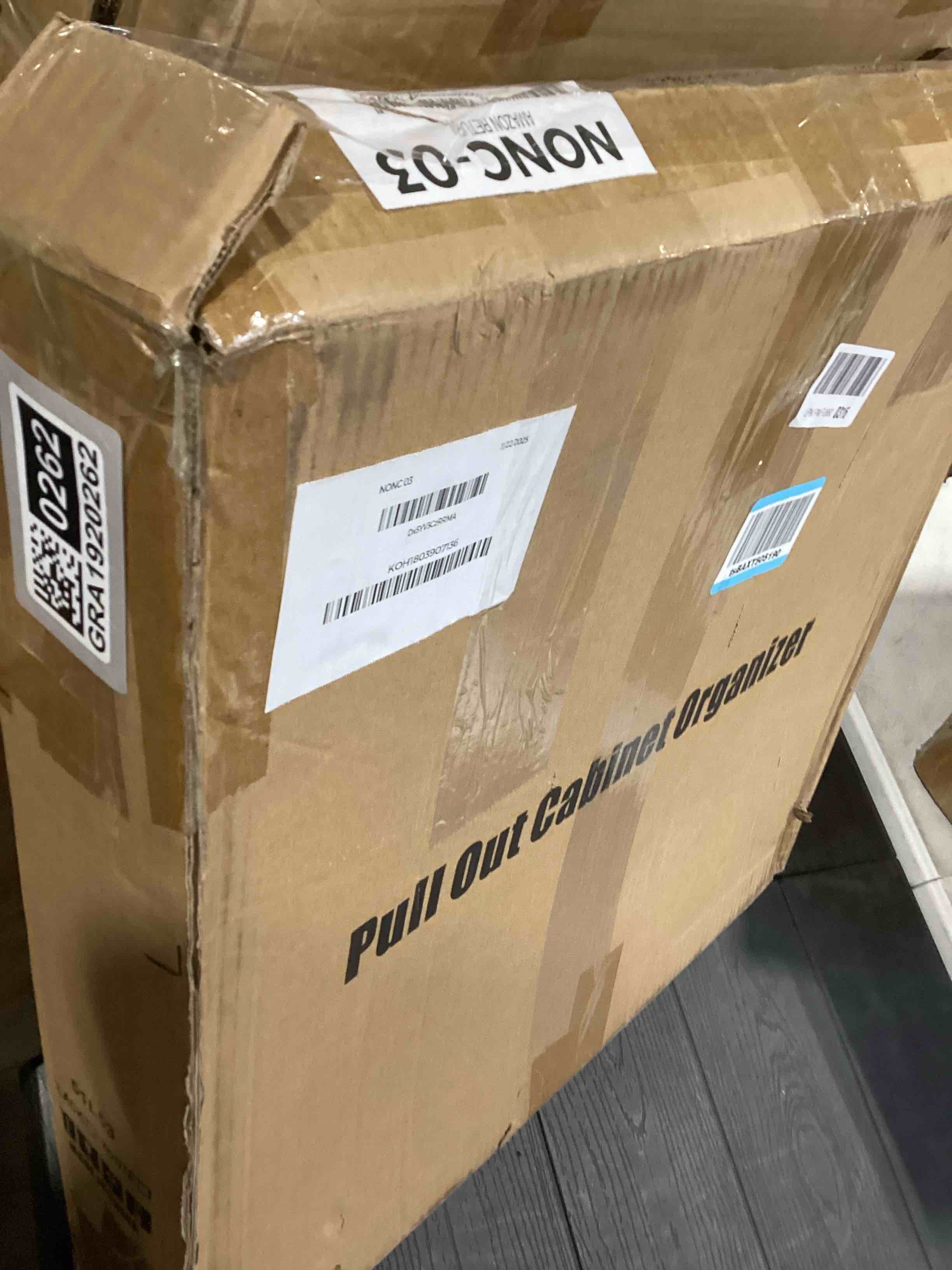 Condition photo showing As Is for Pull out Cabinet Organizer,Extendable (12"-20") Heavy-Duty Pull-Out Drawers – Secured with Nano Adhesive Tape, Ideal for Cookware Storage, for Kitchen Base Cabinets (21" Dx12-20" W(1 Pack))