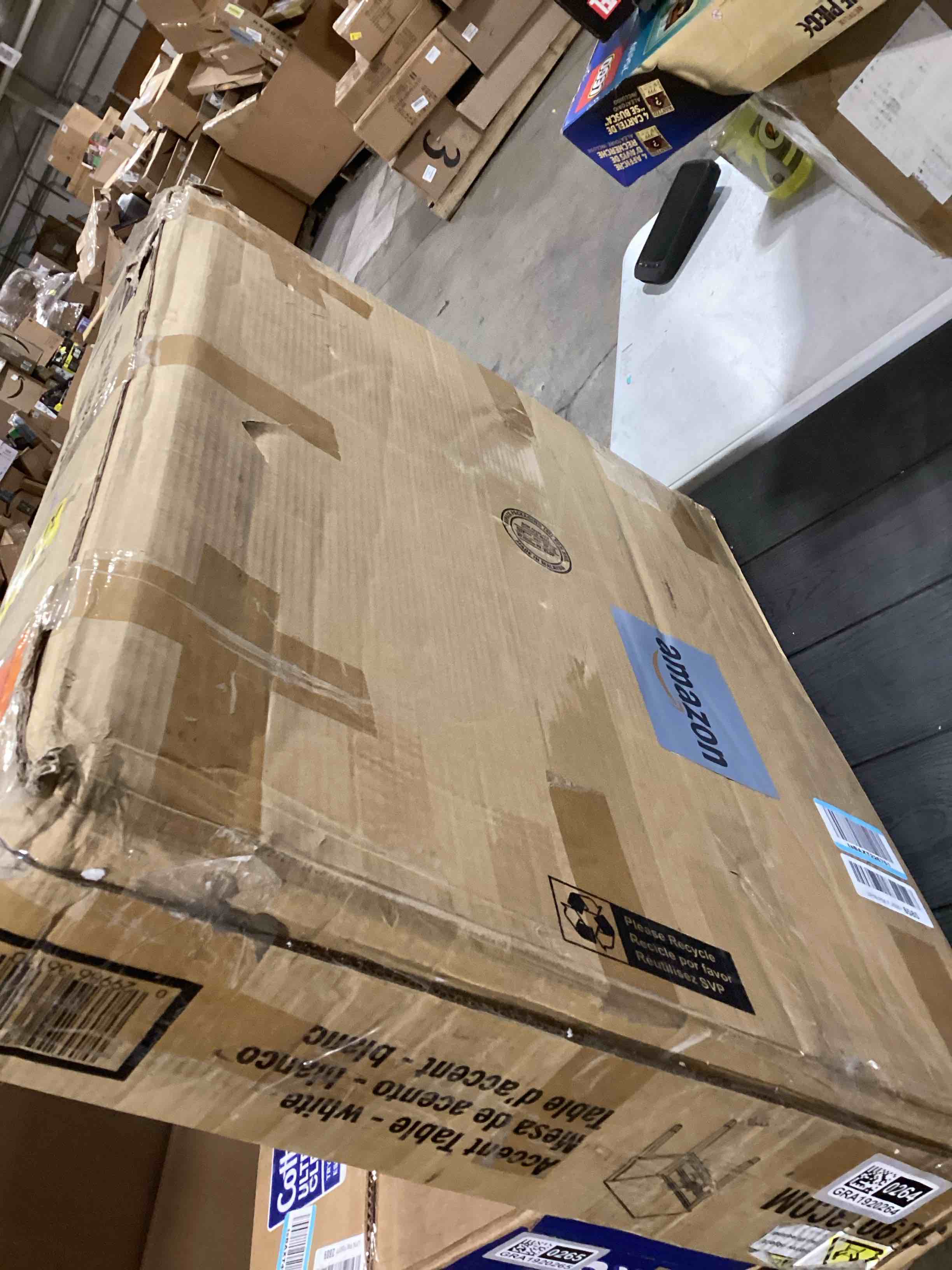 Condition photo showing As Is for CosmoLiving by Cosmopolitan Westerleigh End Table, White