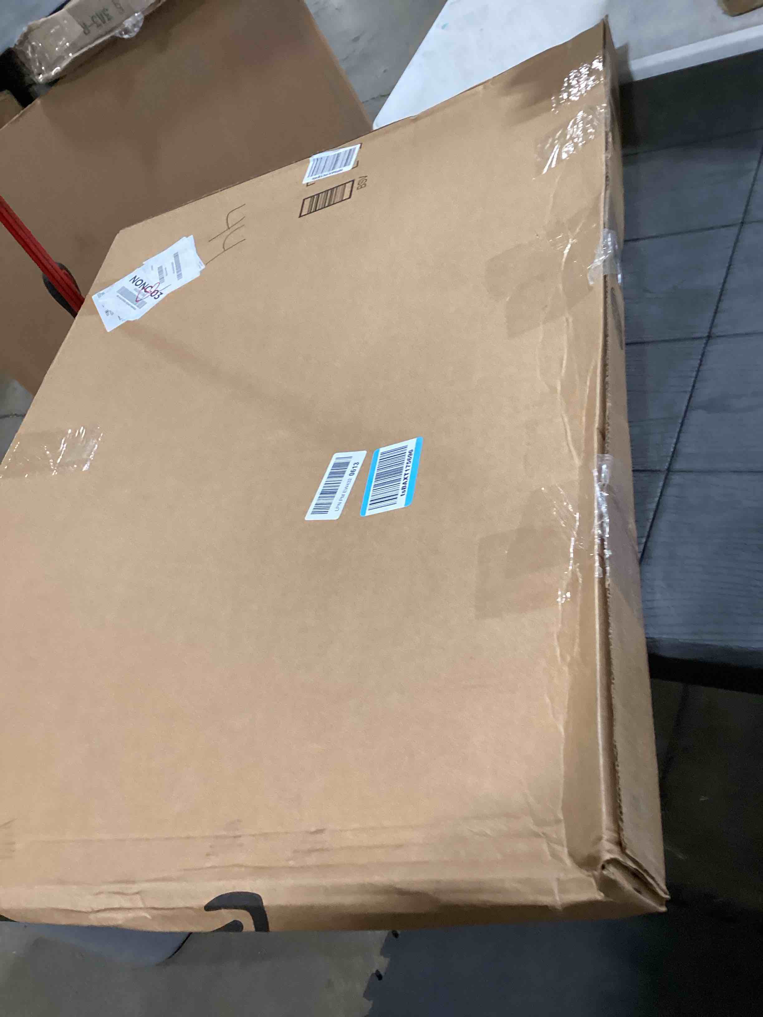 Condition photo showing As Is for 24x24 Picture Frame Rustic Brown with 20x20 Mat, Display Photo 20x20 with Mat or 24 x 24 Without Mat, Wall Hanging Large 24x24 Poster Frame with Shatter Resistant Plexiglass, Rustic Brown Rustic Brown 24x24 inch