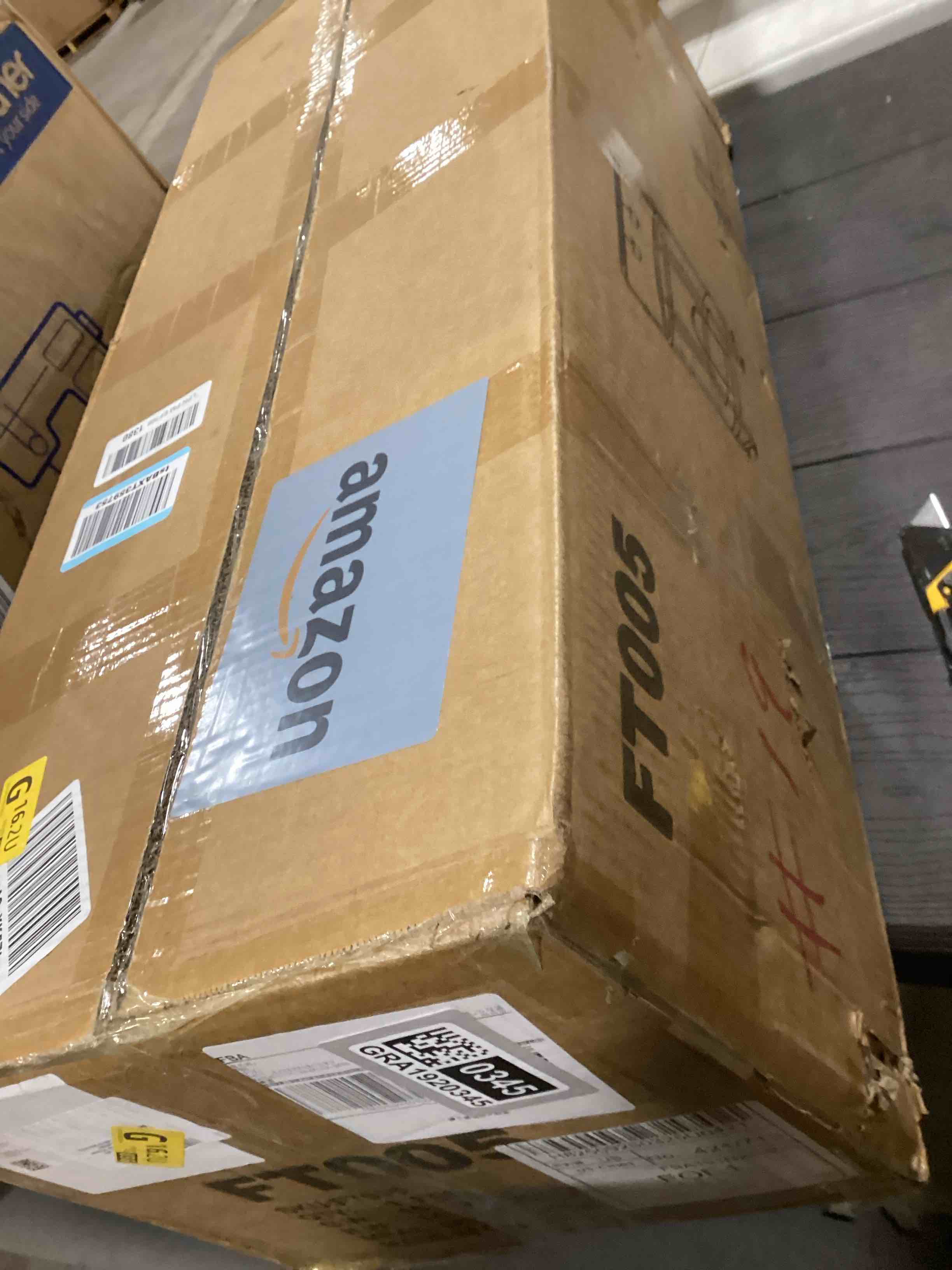 Condition photo showing As Is for 55" Trampoline for Kids with Enclosure, 440lbs Capacity Indoor & Outdoor Toddler Trampoline with Adjustable Gymnastics Bar & Toys, for Boys & Girls Blue