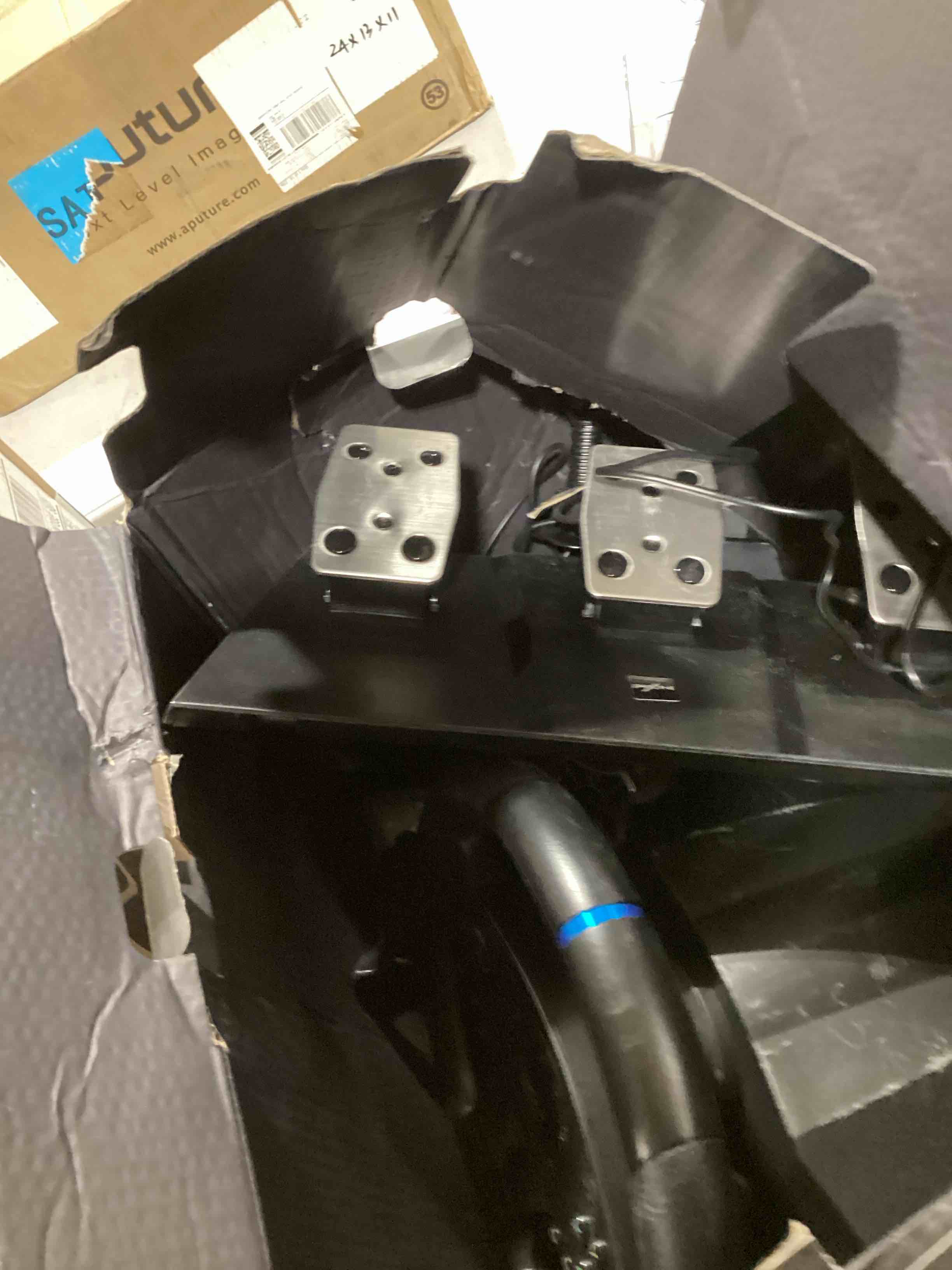 Condition photo showing As Is for PXN PC Steering Wheel, V9 Universal Usb Car Sim 270/900 Degree Race Steering Wheel with 3-Pedals and Shifter Bundle for PC, Xbox One, Xbox Series X/S, PS4, PS3, Switch (Black)