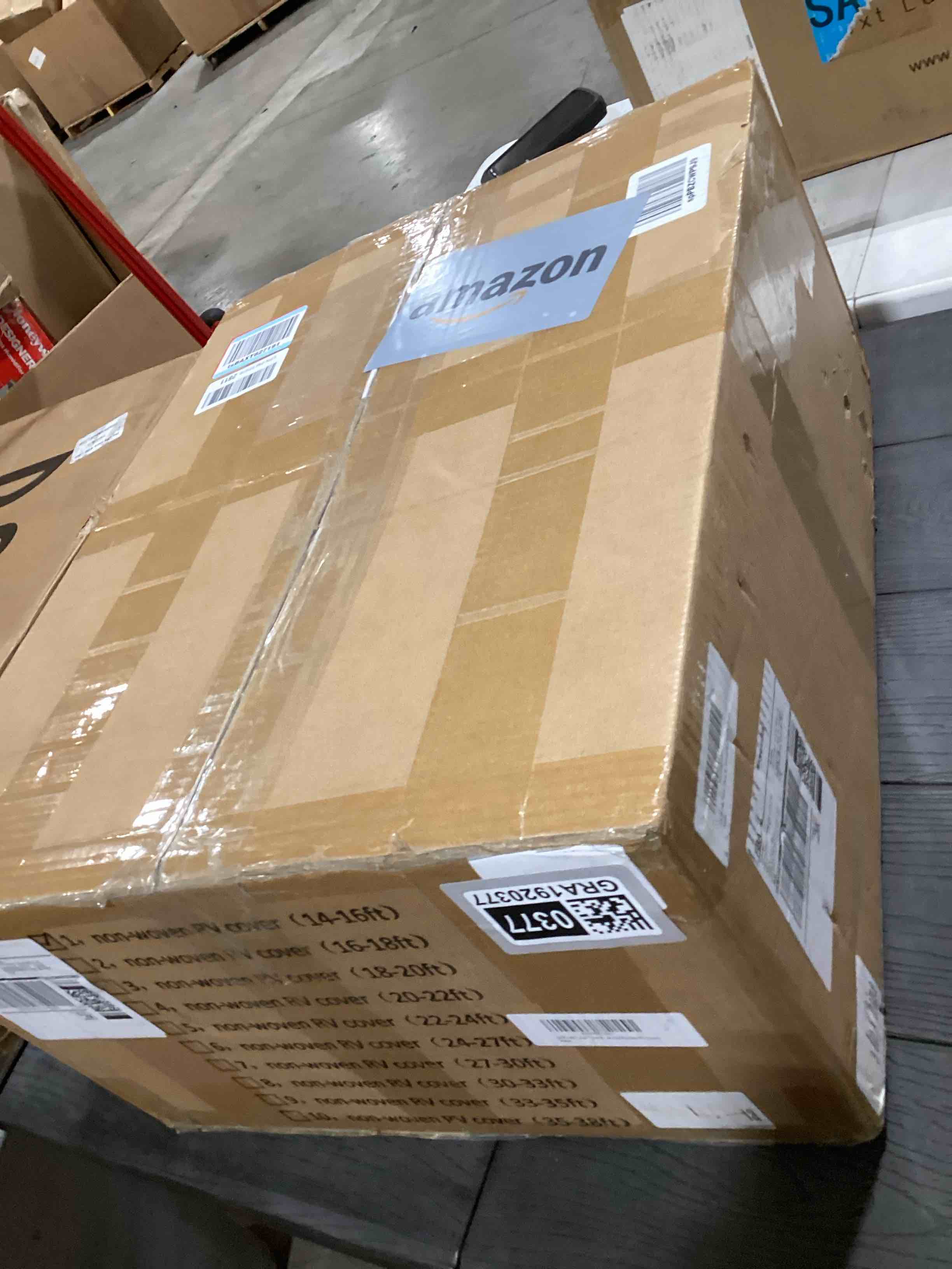 Condition photo showing Good Condition for RV Cover 14-16ft, Travel Trailer Heavy Duty Extra-Thick 8 Layers Anti-UV Waterproof Windproof Camper Cover with Tongue Jack Cover, Extra Windproof Ropes, Gutter Covers Grey - Non-woven Fits 14-16 ft