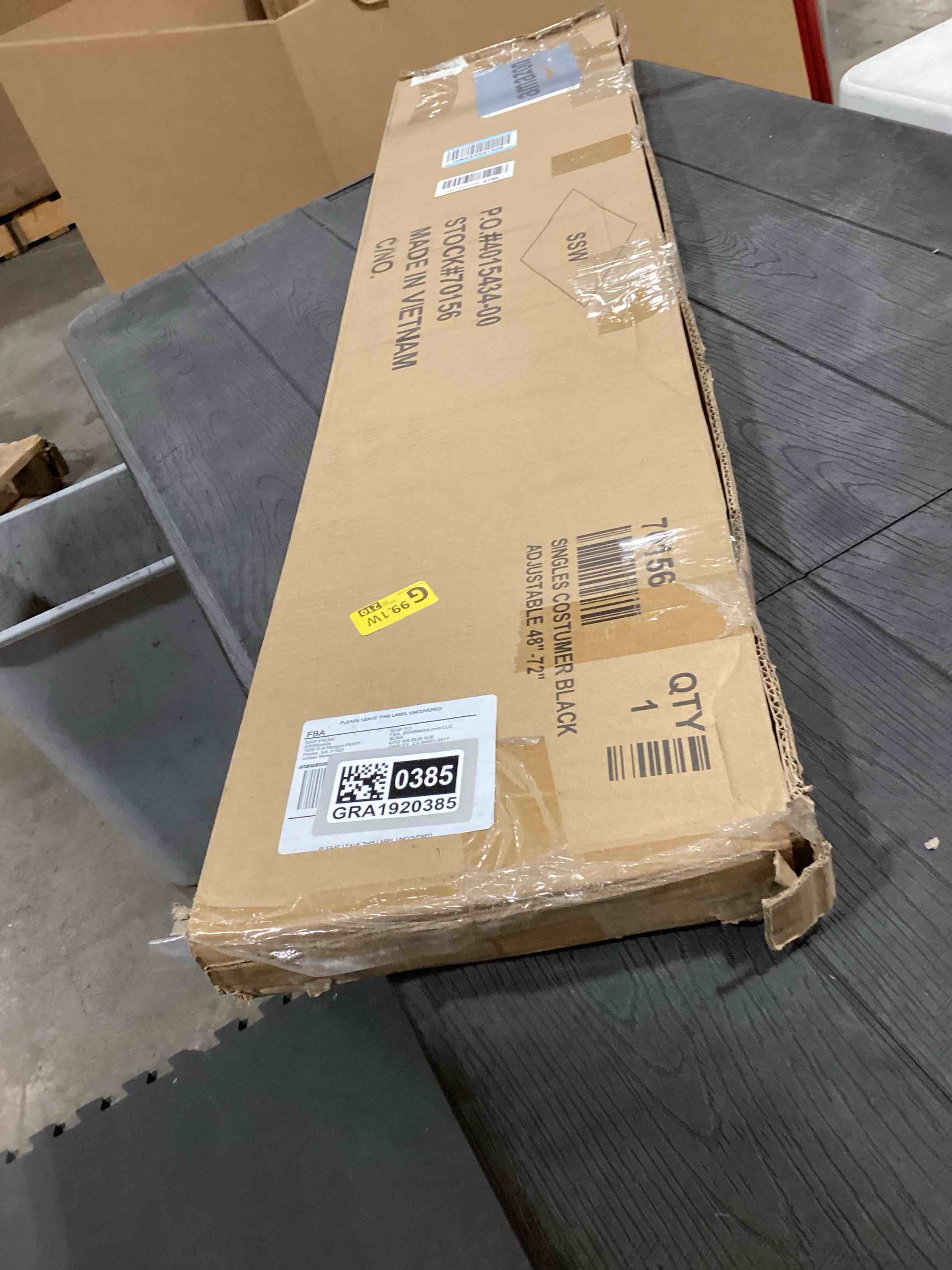 Condition photo showing As Is for SSWBasics Adjustable Black Costumer Stand – Single Arm Clothes Rack - Retail Clothing and Garment Display Stand – Ideal For Showcasing Hanging Items In Thrift Shops, Boutiques and Retail Stores