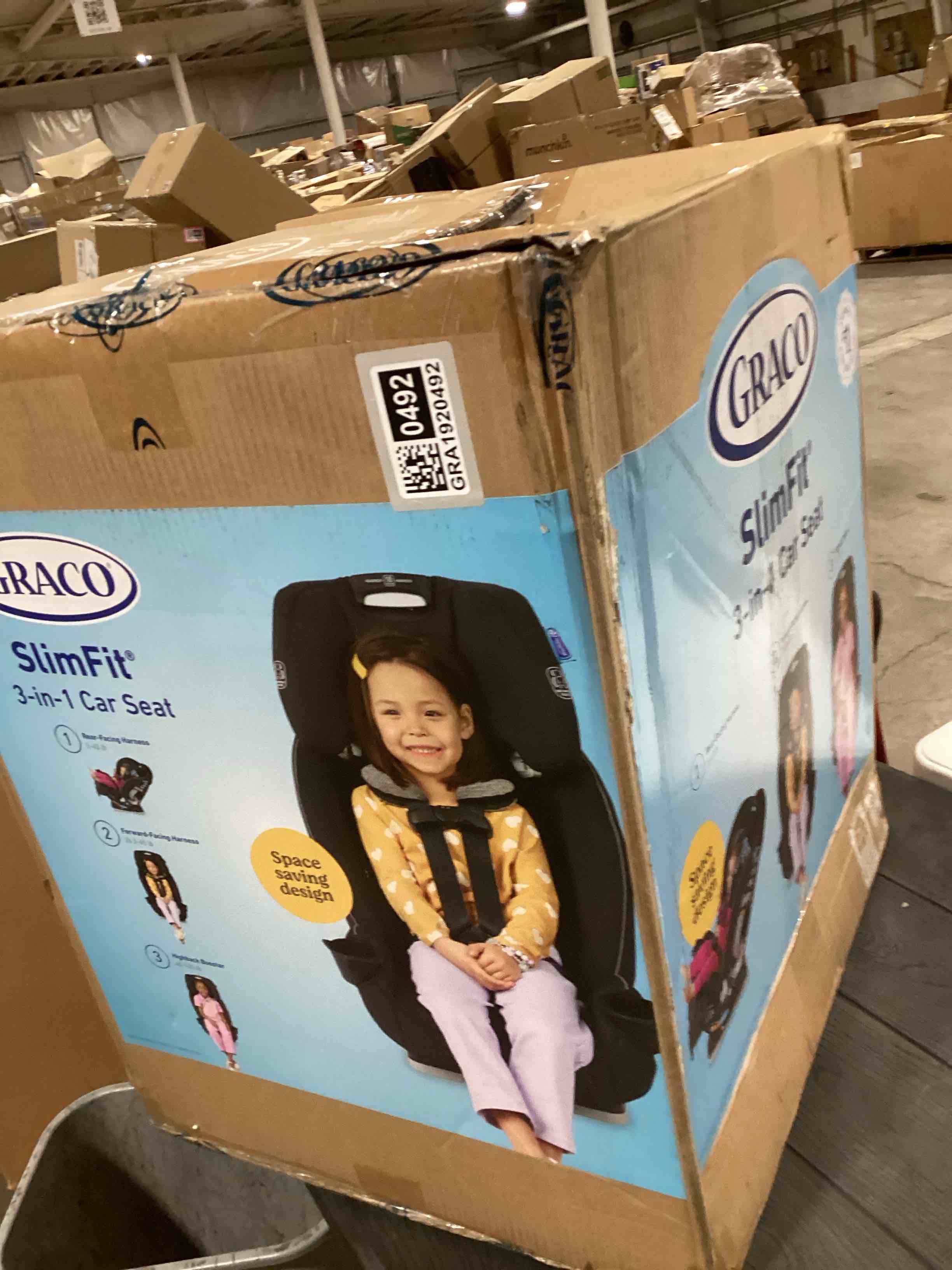 Condition photo showing As Is for Graco Slimfit 3-in-1 Convertible Car Seat, Ultra-Space-Saving Design, Jarret, Suitable for Rear and Forward-Facing, Highback Booster Seat with 10-Position Headrest