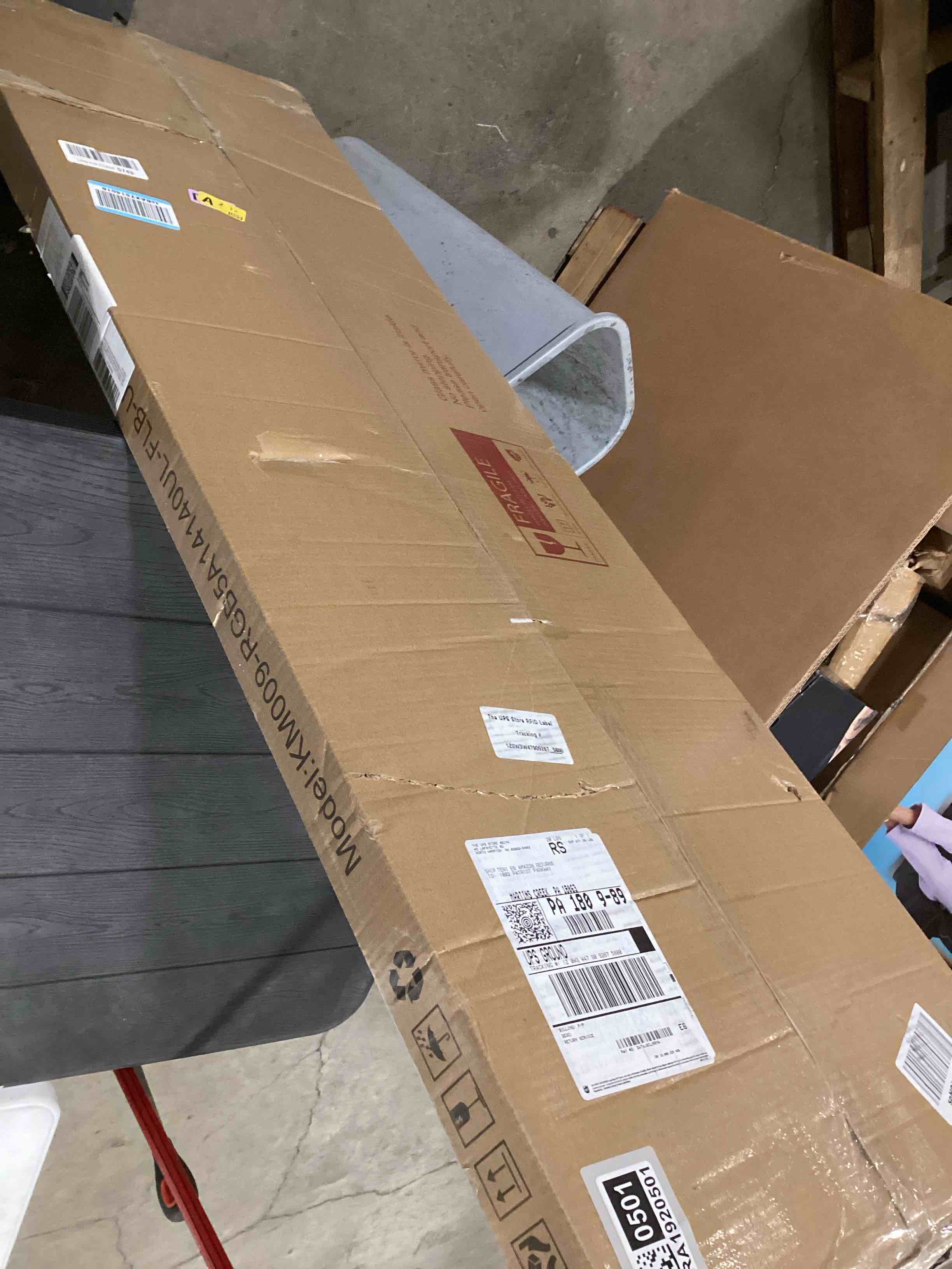 Condition photo showing As Is for Hasipu 55"x16"LED RGB Door Mirror Full Length with Bluetooth Speaker, Full Body Full Length Over The Door Mirror with Lights, Door Hanging & Wall Mounted Mirror for Bedroom, Living Room, Cloakroom