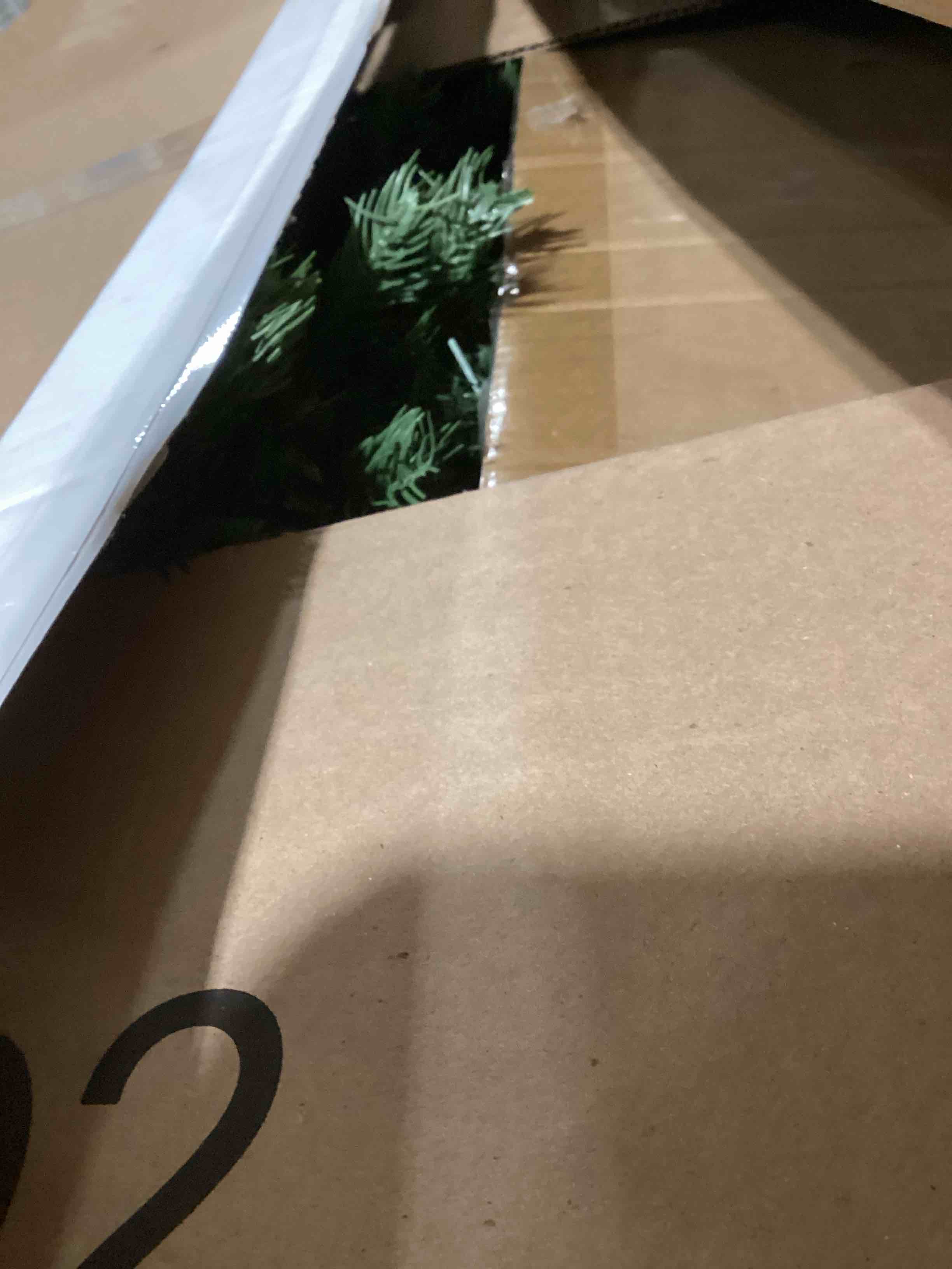 Condition photo showing As Is for MAKEATREE 6ft Prelit Artificial Christmas Tree with 300 Lights, Easy Assembly Hinge Design Skinny Xmas Trees, 987 PE&PVC Mixed Branch Tips, Green