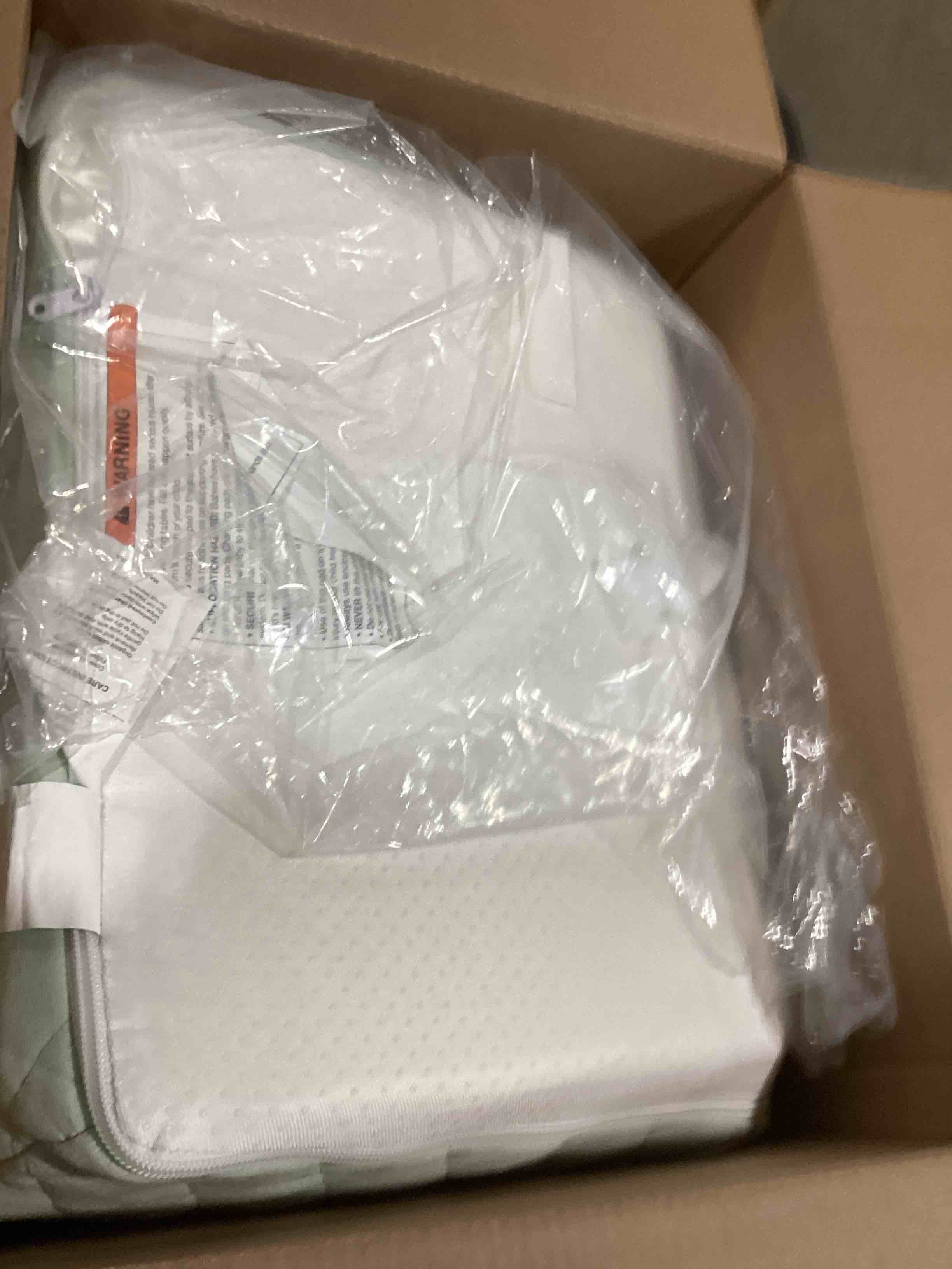 Condition photo showing As Is for Crib Mattress, Dual Sided Comfort Memory Foam Toddler Bed Mattress, Triple-Layer Breathable Premium Baby Mattresses for Infant and Toddler w/Removable Outer Cover - White&Blue