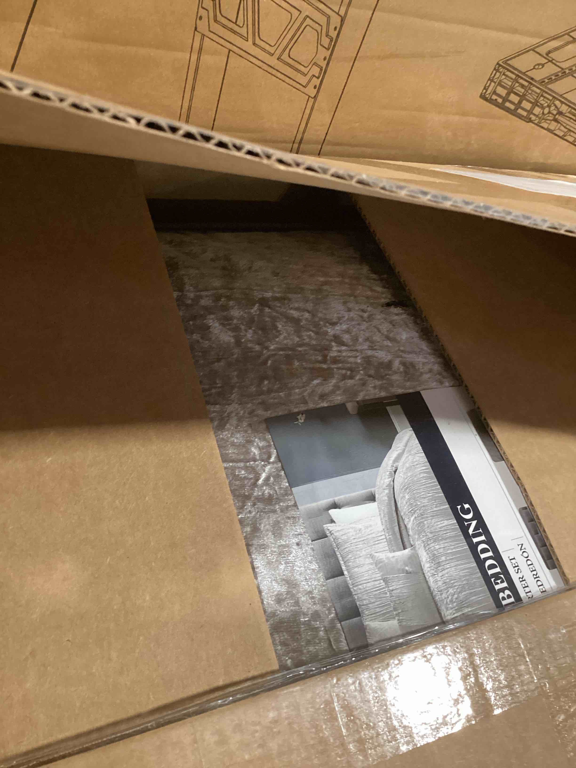 Condition photo showing As Is for Riverbrook Home Turin Comforter Set, Queen, Silver, 7-Piece Set