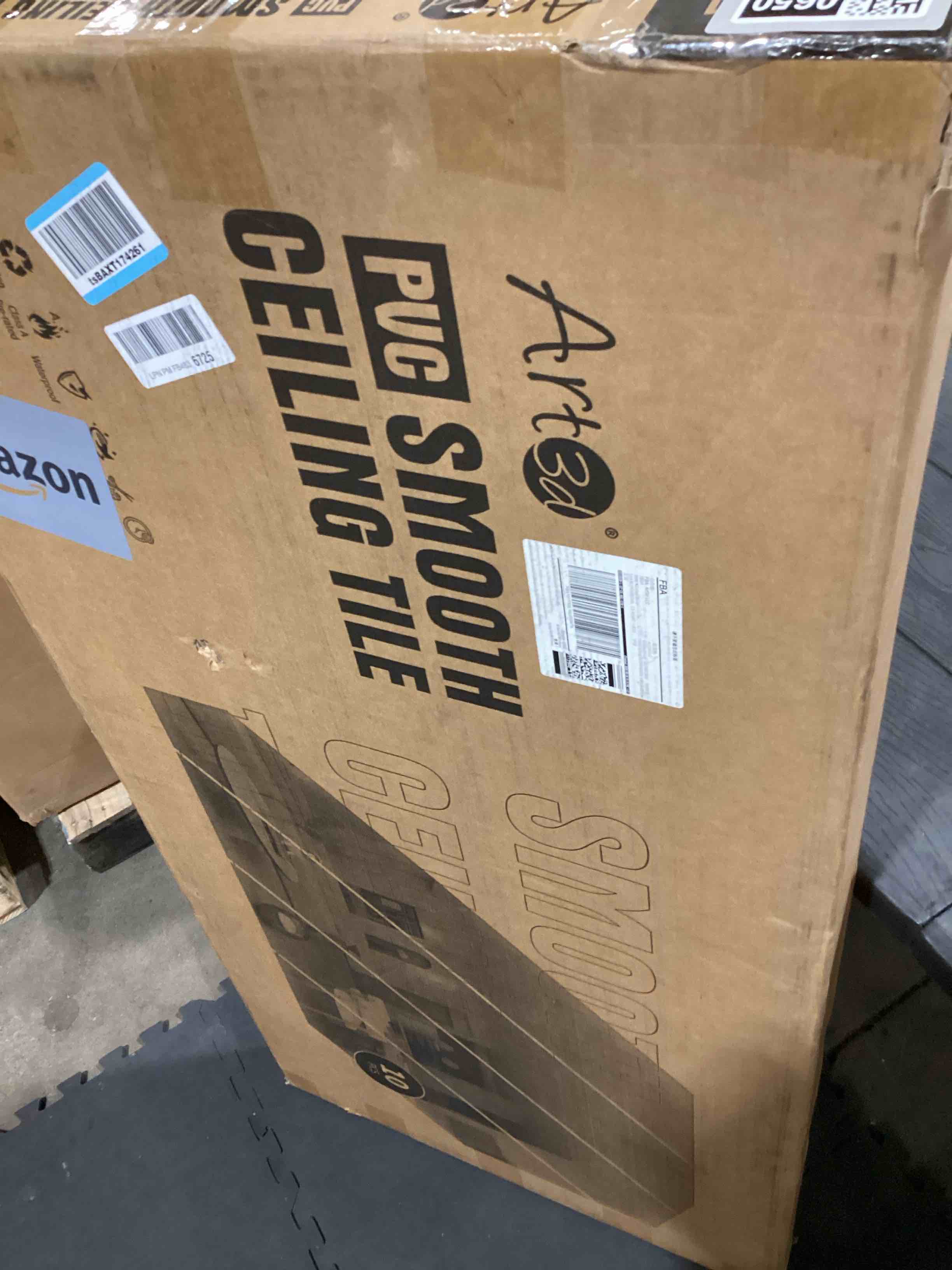 Condition photo showing As Is for Art3d 10-Pack Smooth Drop Ceiling Tile 2ft x 4ft - Fire-Rated, Waterproof, Reusable - Premium PVC, No Sag and Breakage - Cover 80 Sq. Ft, White 24*48 White 10