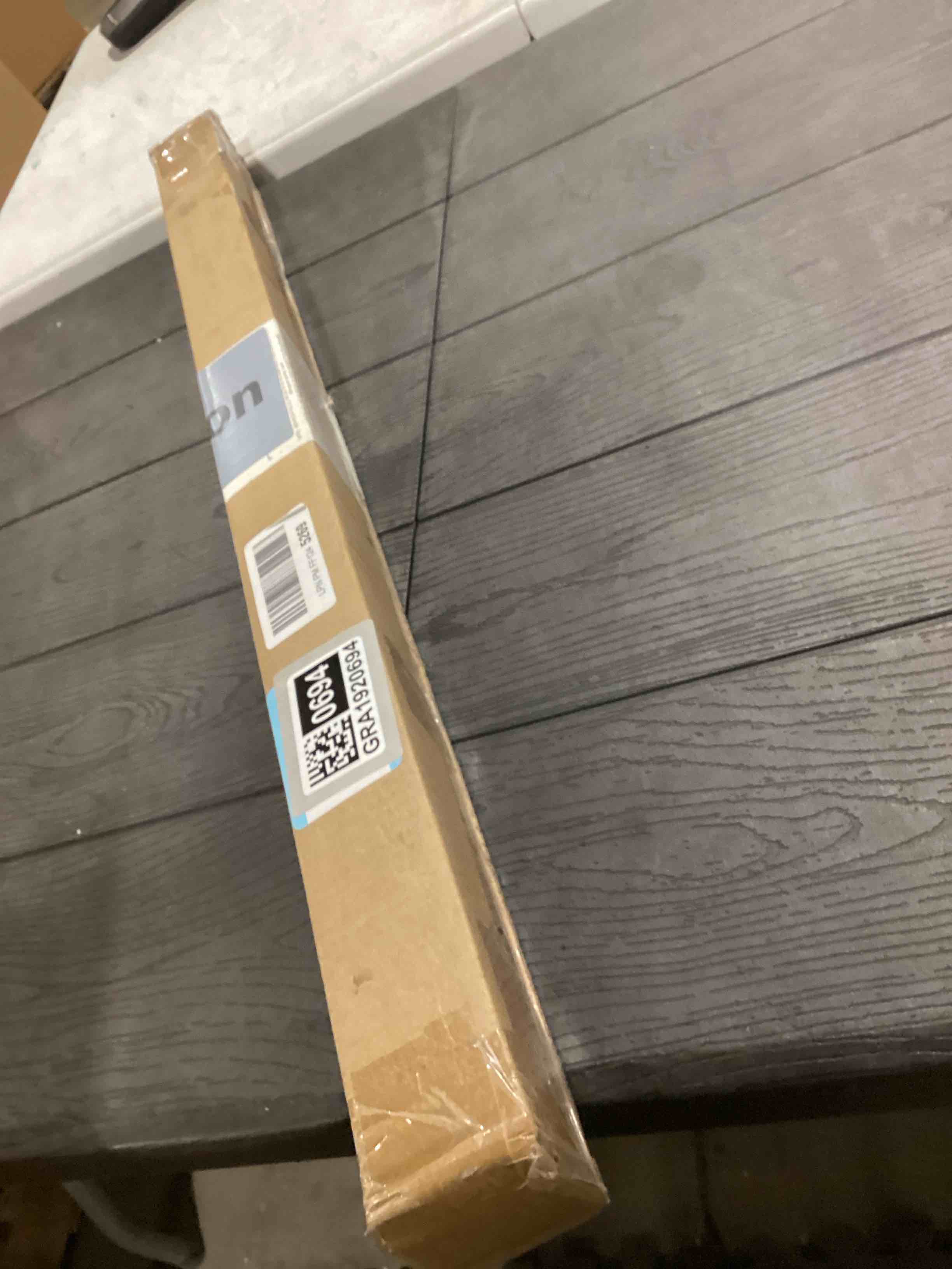 Condition photo showing Good Condition for Amazon Basics Adjustable Sturdy Spring Tension Curtain Rod, No Drilling/No Holes, 36-54", Black, Classic Finial Black 36-54" Indoor