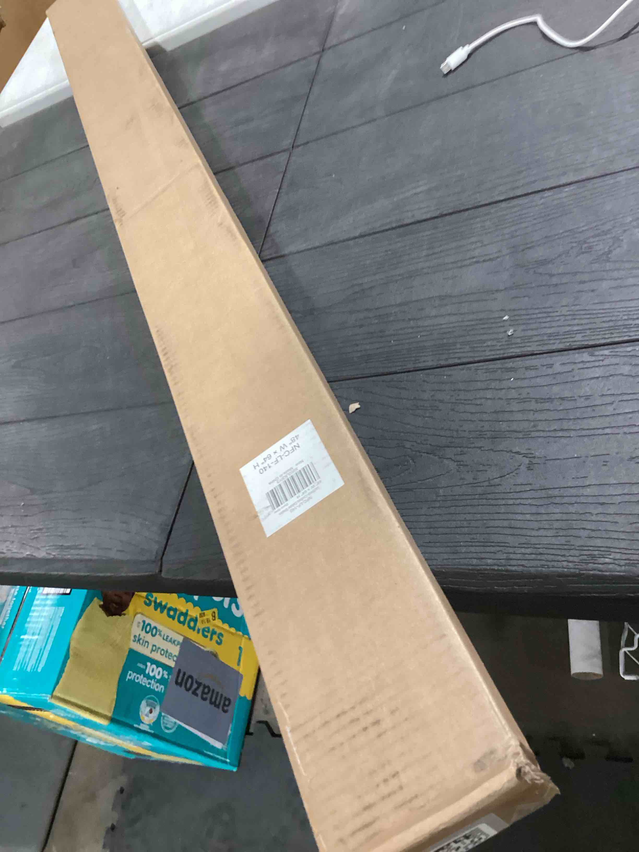 Condition photo showing Good Condition for LazBlinds Cordless Cellular Shades, No Tools No Drill Light Filtering Honeycomb Shades Pleated Blinds for Windows, 48'' W x 64'' H, Dovy Grey Light Filtering-dove Grey 48'' W x 64'' H